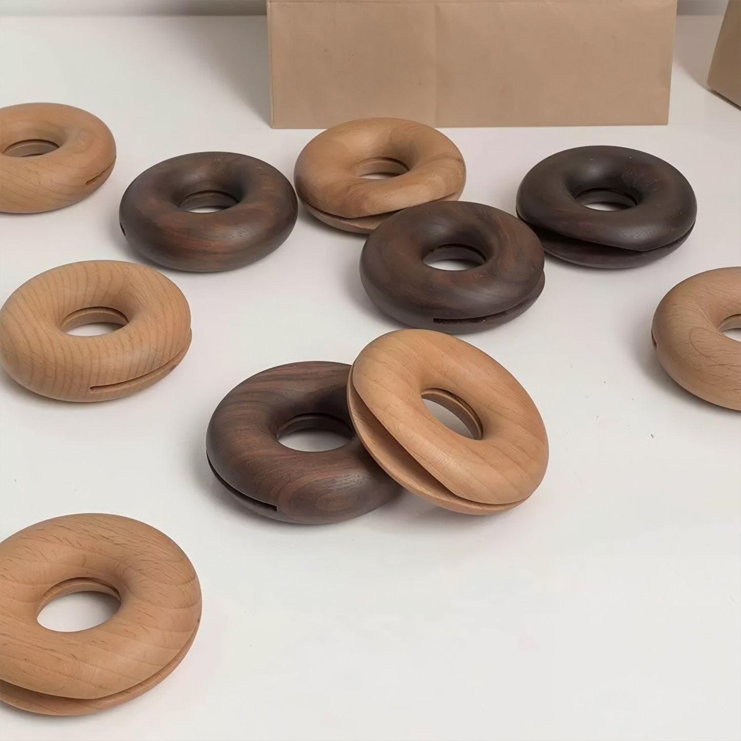 Camom Wood Donut Bag Clips