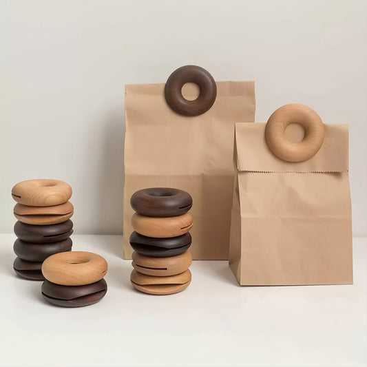 Camom Wood Donut Bag Clips